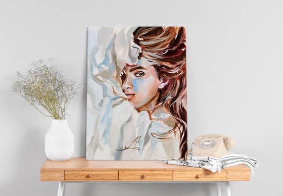 Large print on canvas. Woman print