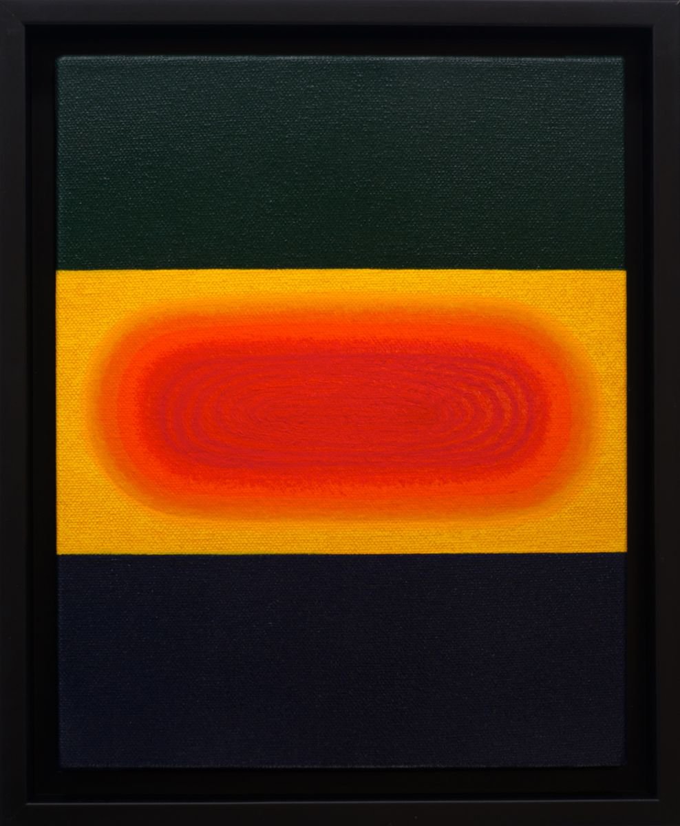 Abstract Acrylic Painting By Rich Moyers, 10 X 12", Red Arrival, Original Artwork