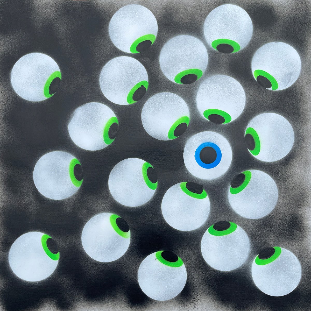 Abstract Print By Dex, 20 X 20, Ju-Ju Eyeballs (Blue Eye), Original Artwork