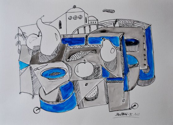 Nature morte au poisson / 11,81 x 15,75 in.(30x40cm)