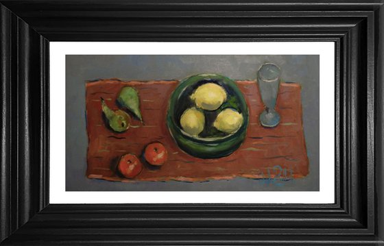 Still Life with Green Bowl and Red Cloth