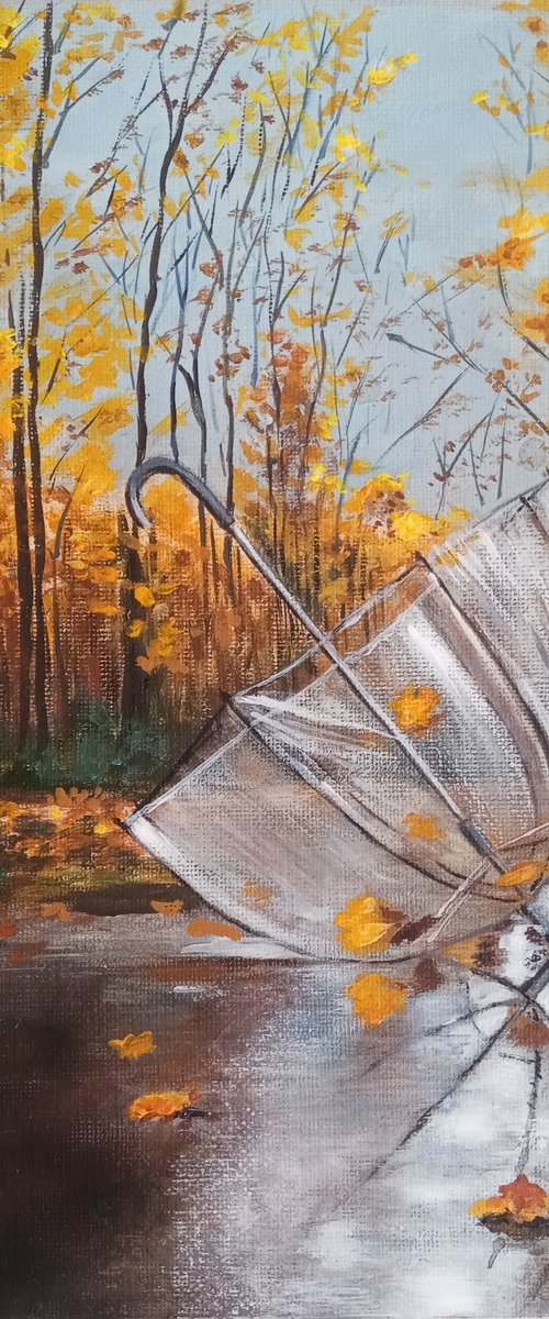 A forgotten umbrella in autumn by Liubov Samoilova