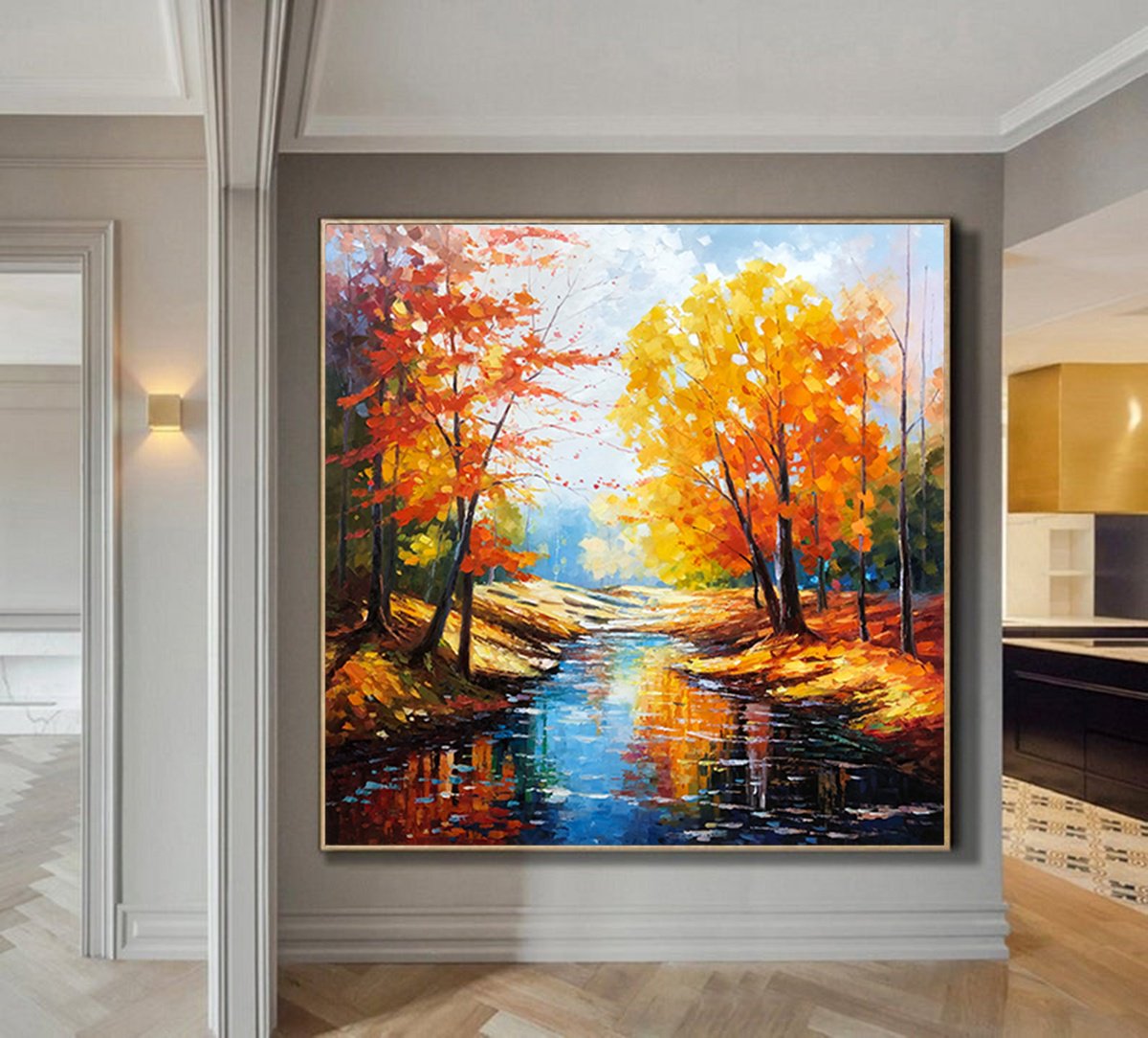 Original Oil Painting - Autumn Forrest Z017 by Jianzhe Chon