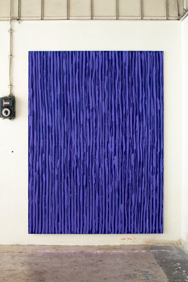 Expressive Abstract Oil Painting By Petr Johan Marek, 55 X 75", Ultra Violet, Original Artwork