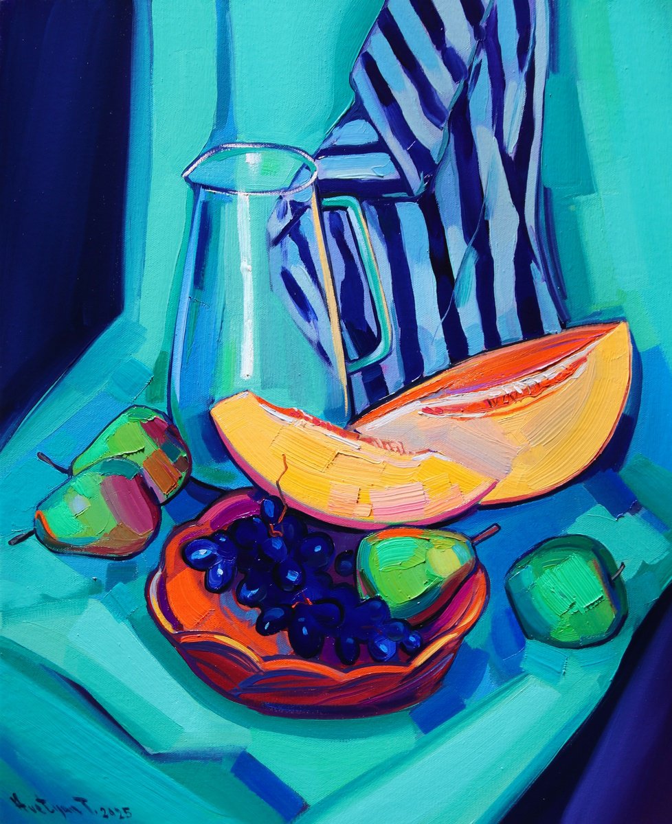 Expressive Still Life Oil Painting By Tigran Avetyan, 18 X 22", Still Life, Original Artwork