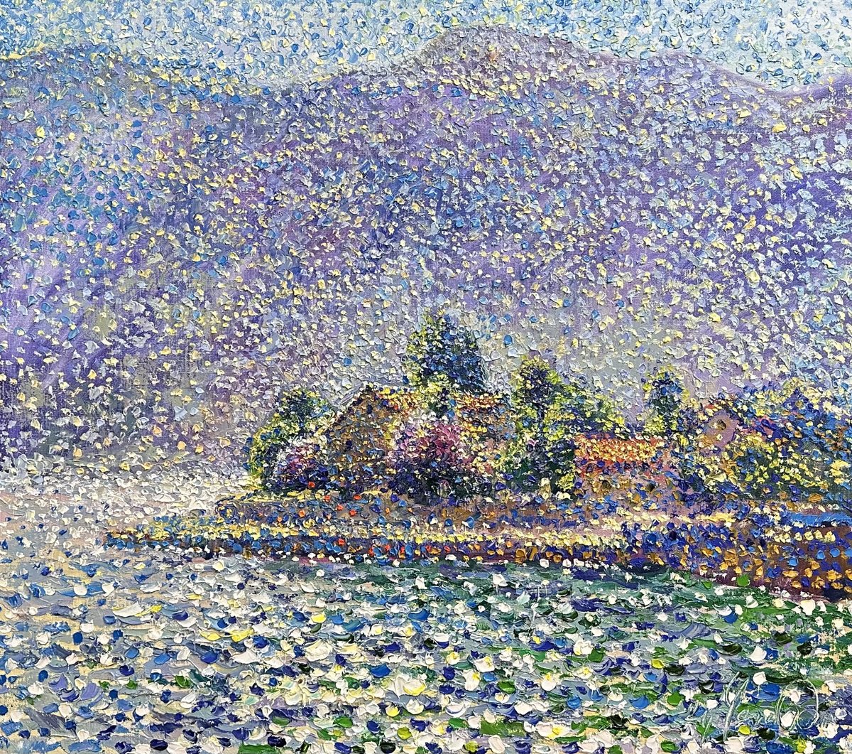 Impressionistic Landscape Oil Painting By Andrii Chebotaru, 33 X 30, Fairytale Stoliv, Original Artwork