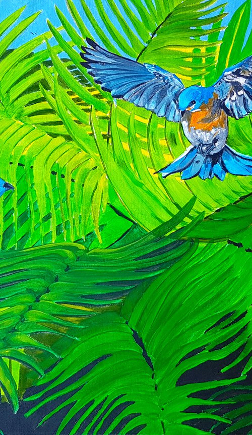 Tropical birds in flight by Kathrin Flöge