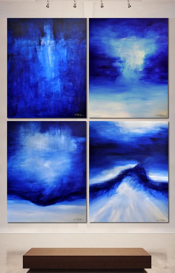 DEEP BLUE DAYS DOWN BY THE SEA (quadriptych)