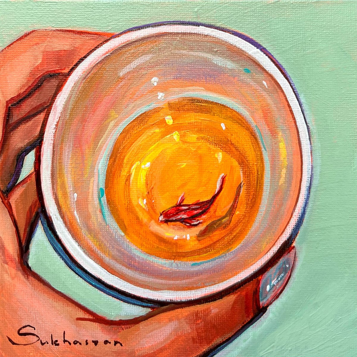 Koi Fish in a Cup by Victoria Sukhasyan