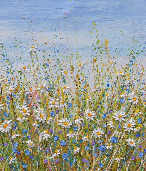 Daisies in July - wildflower meadow painting by Olga Tkachyk