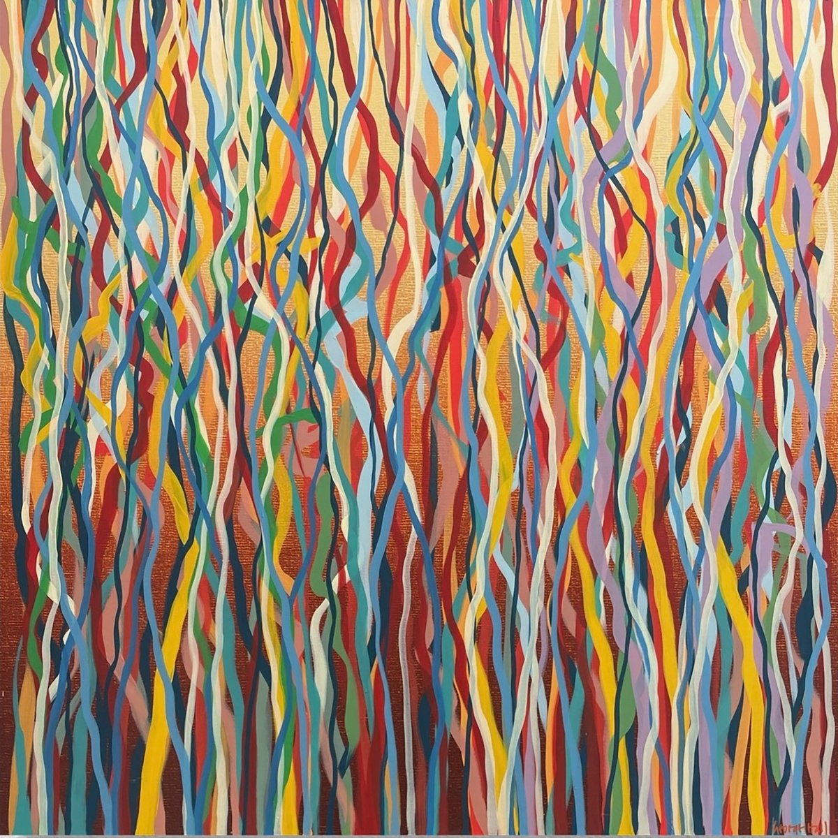 Abstract Acrylic Painting By George Hall, 50 X 50, Ambient Funk A, Original Artwork