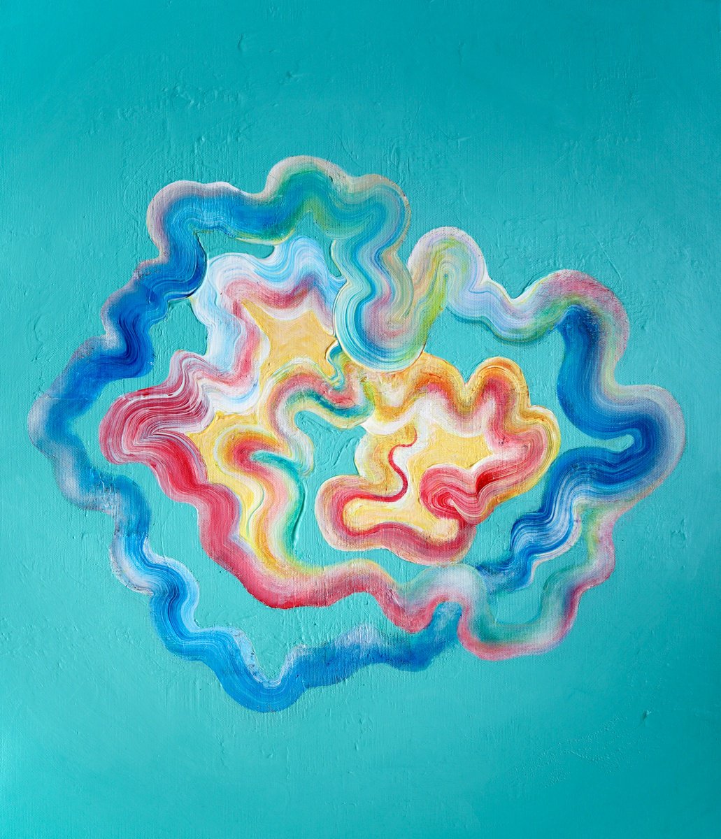 Abstract Acrylic Painting By Tam Chianta, 24 X 28", The Certainty Of Tides, Original Artwork