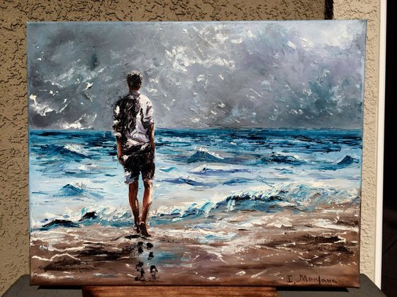 Silence before the storm. Palette knife texture. Gift idea