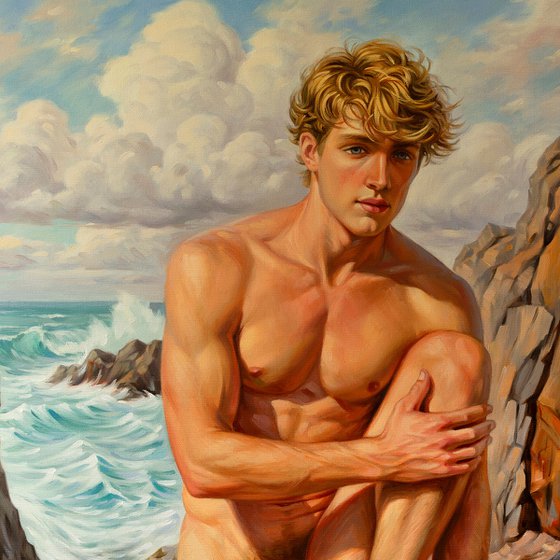 ROMANTIC MOOD (NUDE MAN ON THE BEACH)