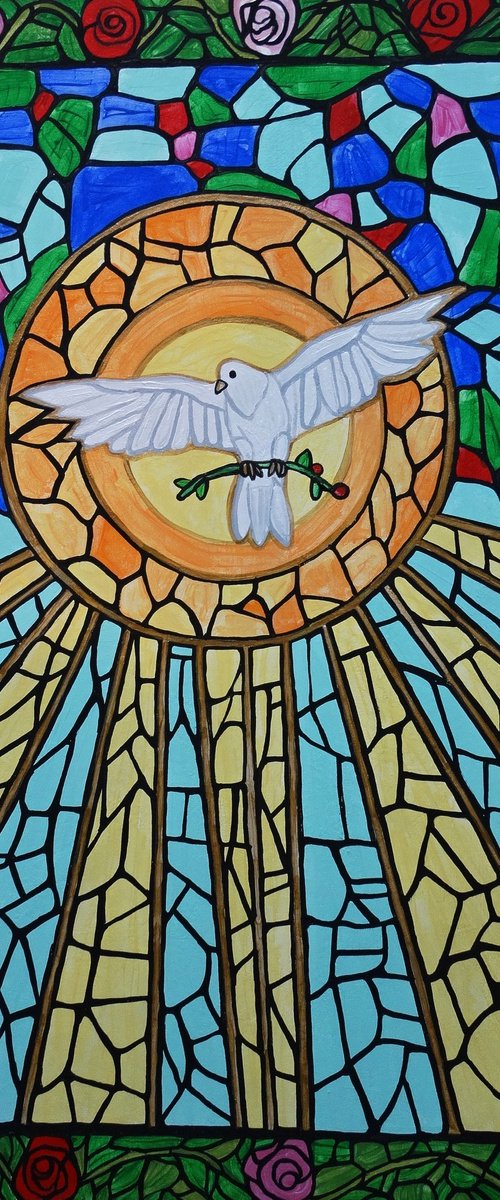 Stained glass dovenof peace by Rachel Olynuk