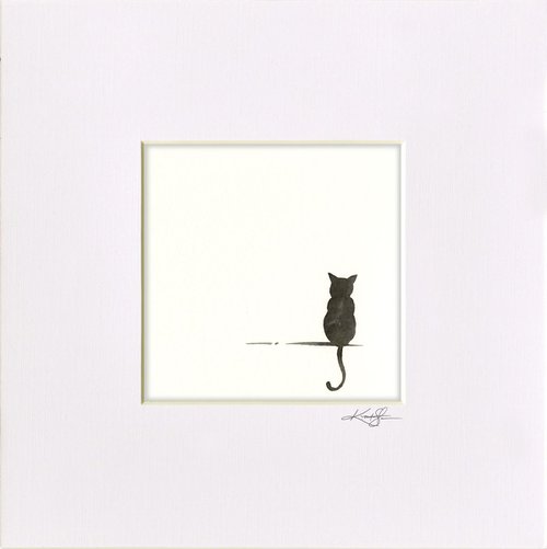 I Love Cats 9 - Cat Sitting Minimalist Watercolor by Kathy Morton Stanion by Kathy Morton Stanion