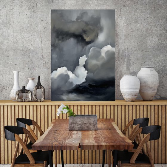 GRAY CLOUDSCAPE PAINTING