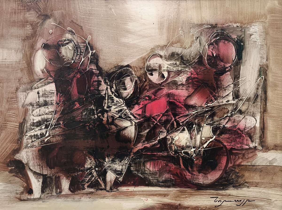 Abstract Oil Painting By Norayr Gevorgyan, 18 X 14", Rhythm Of The Unseen, Original Artwork