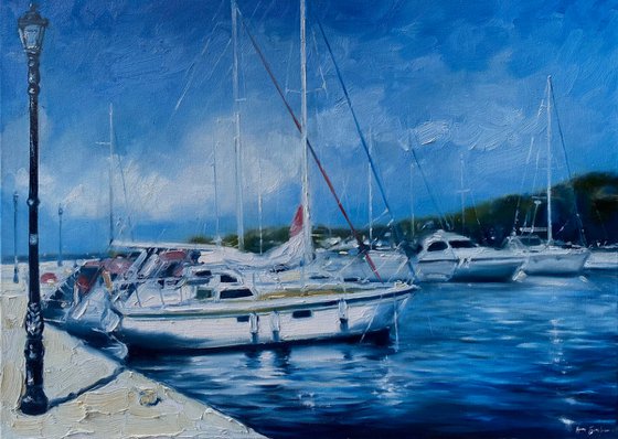 "Harbour"original oil painting by Artem Grunyka