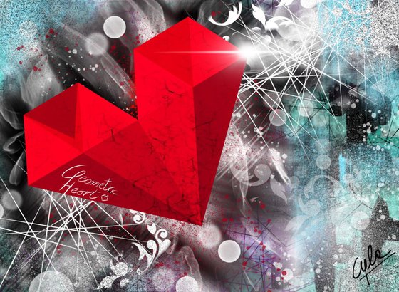 GEOMETRIC HEART 3 | 2012 | Digital Painting on Paper | High Quality | Unique Edition | Simone Morana Cyla | 40 X 30 cm | Published |