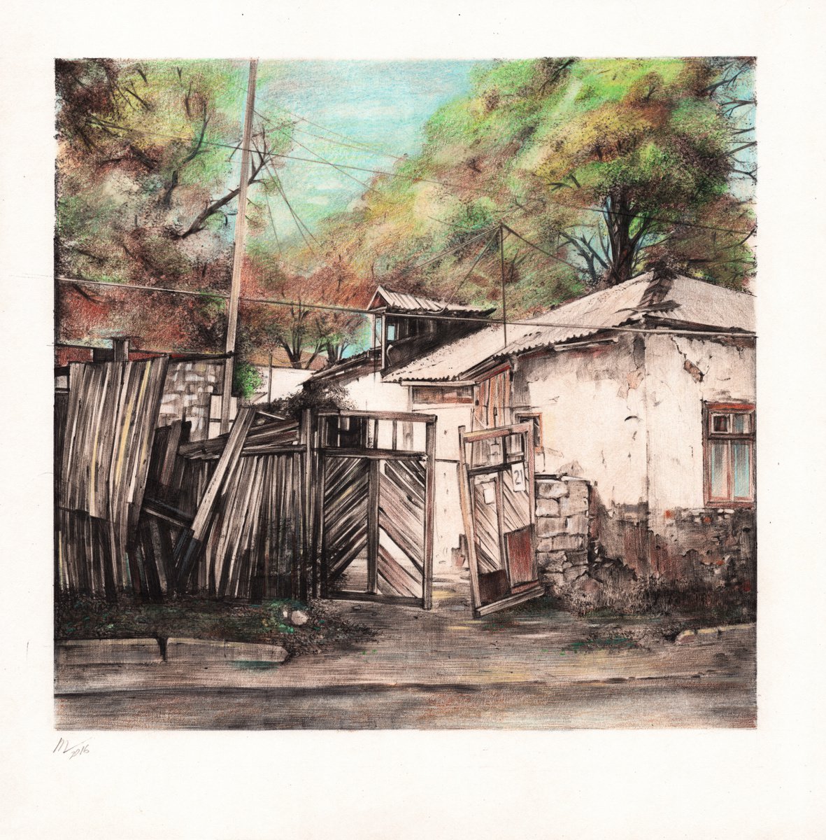 Photorealistic Cityscapes Pencil Drawing By Daria Maier, 12 X 12, City History In Architecture, Original Artwork