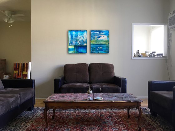 "Beauty In Decay" - Save As A Series - Original PMS Abstract Acrylic Painting Diptych On Canvas - 32" x 20"