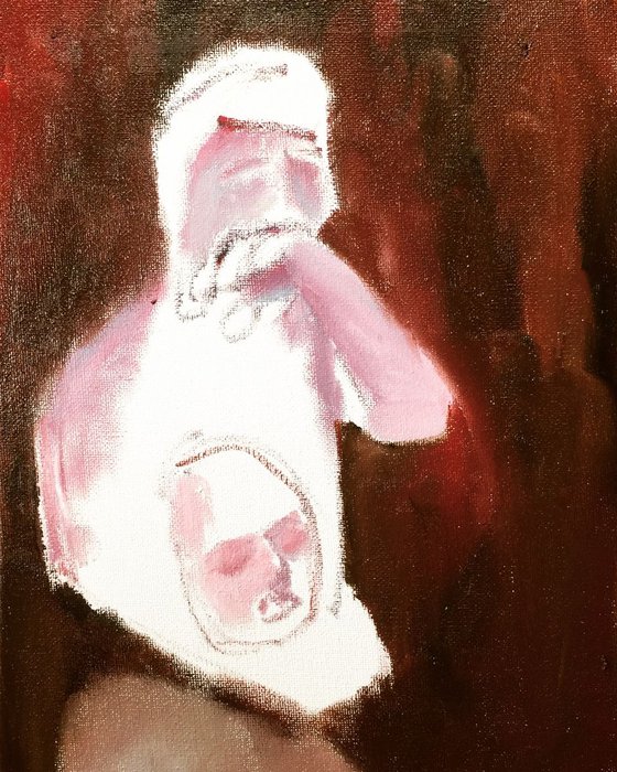 Grieving Man 9x12 Oil On canvas
