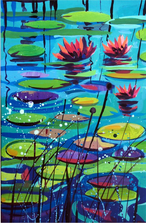 Water Lily Pond - Triptych