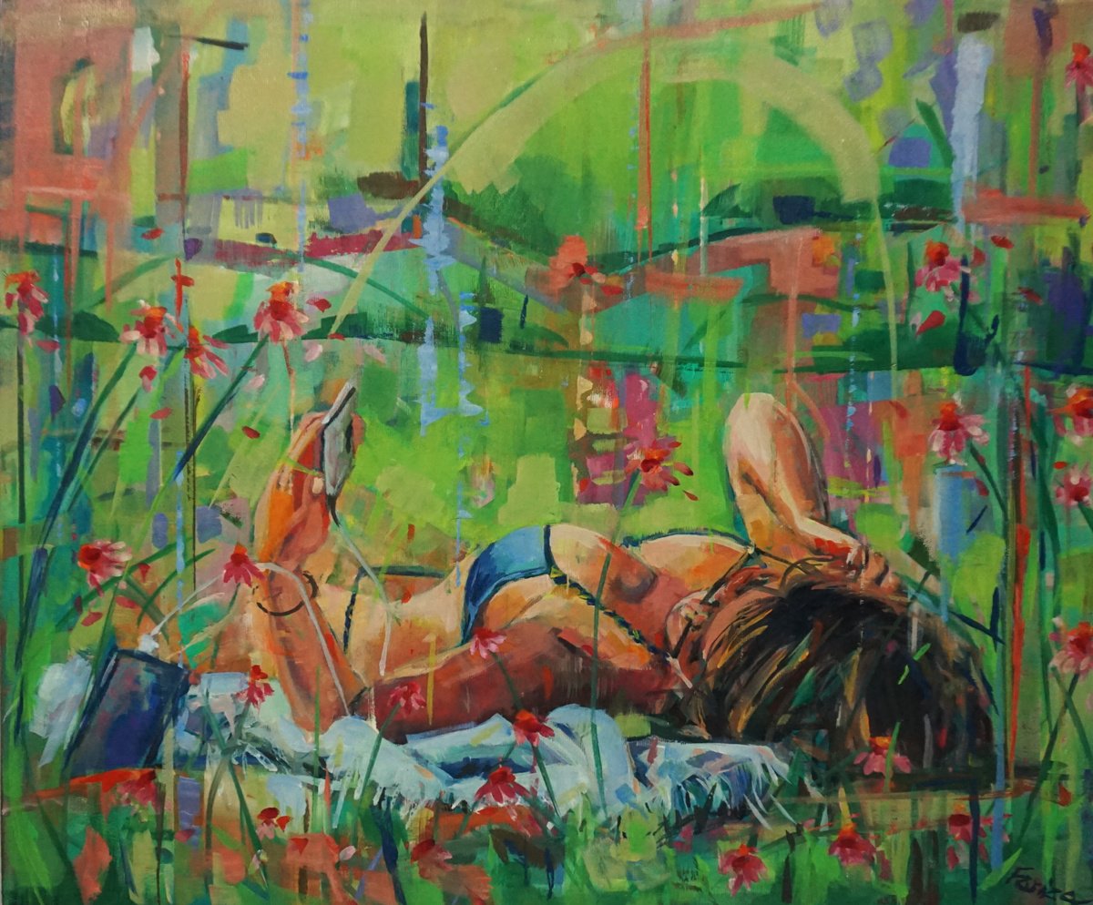 Impressionistic Portrait Oil Painting By Amaya Fernandez Fariza, 26 X 21, Summer, Original Artwork