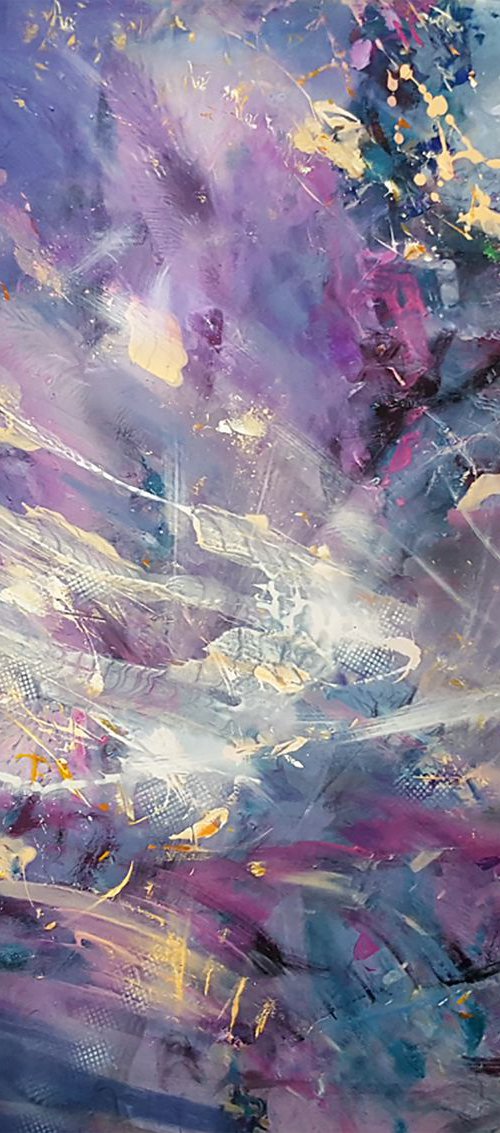 HUGE DREAMLIKE MINDSCAPE ONIRIC FANTASTIC ABSTRACT VIOLET PAINTING KLOSKA ALICE MORNING DREAMS by Kloska Ovidiu