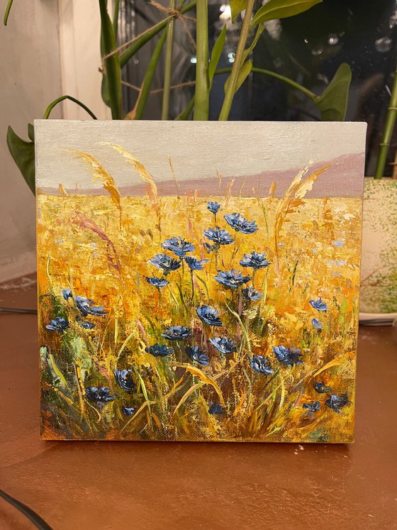 Field with Wheat and Cornflowers