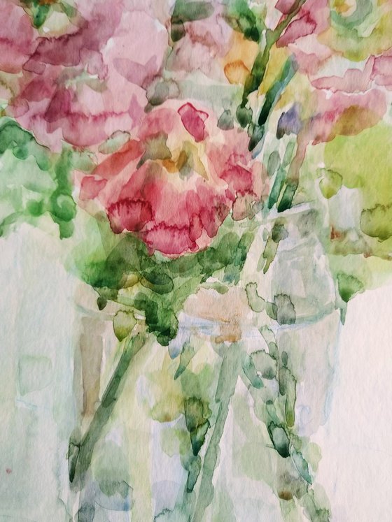 Mallows 50 x 70 cm. Original watercolour painting 2020