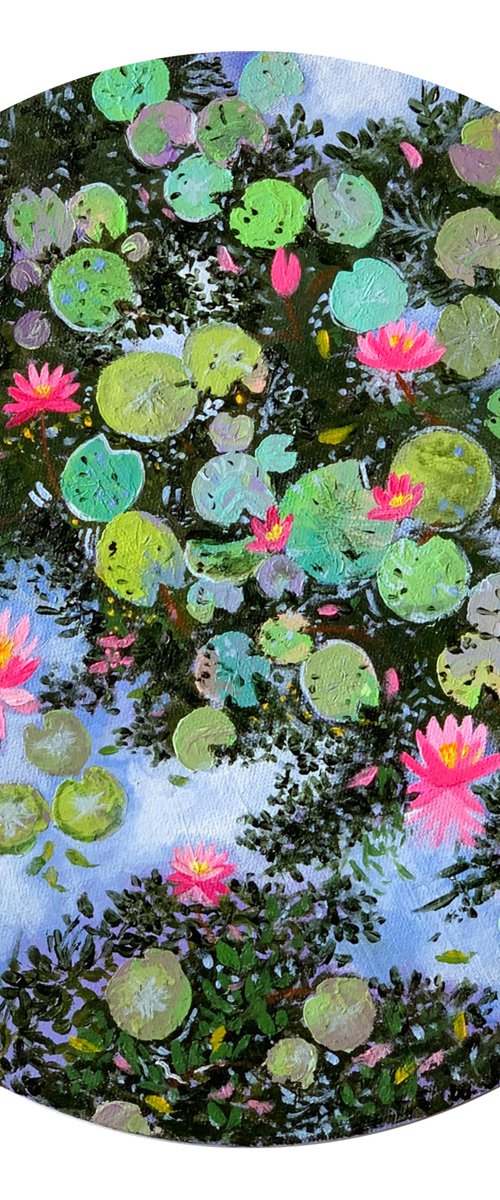 Water Lilies ! Ready to hang by Amita Dand