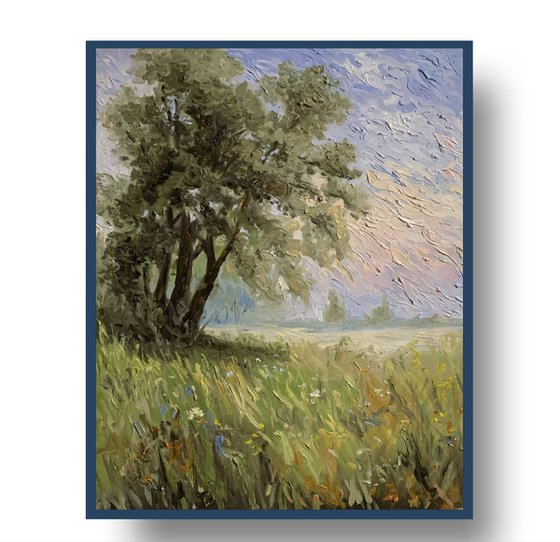 Wildflower Meadow Tree Landscape.