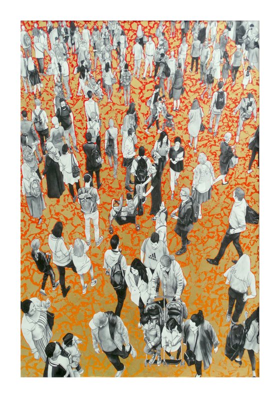 “Families At The Station” (Orange Gradient and Gold)
