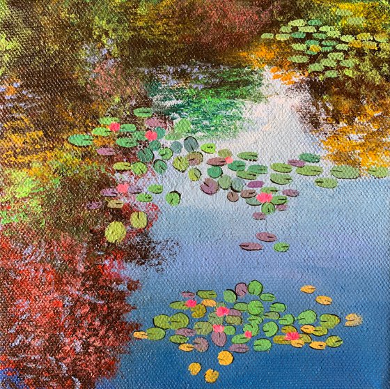 Monets garden II ! Small Painting!!  Ready to hang