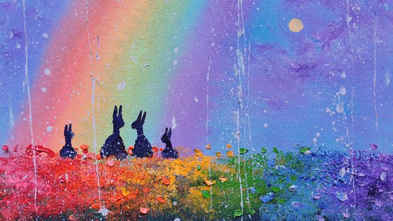 "Rainbow Bunnies in Love"
