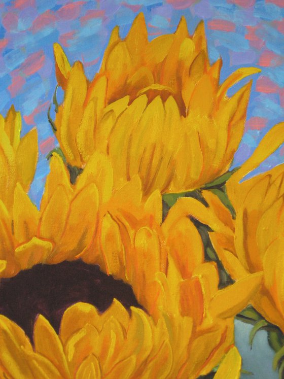 Four Sunflowers in a Bowl
