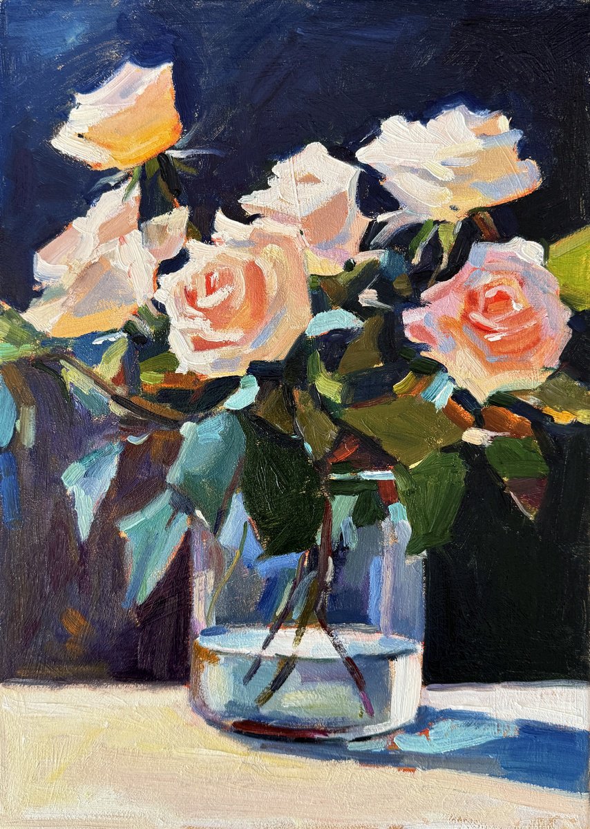 Impressionistic Botanical Oil Painting By Daria Zavadenko, 10 X 14, Sunlit Blossom, Original Artwork