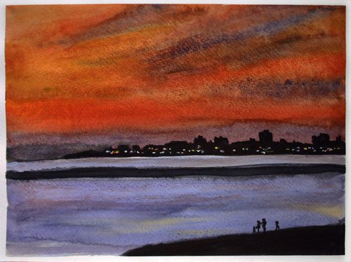 Sunset Over Portsmouth /  ORIGINAL PAINTING by Salana Art Gallery