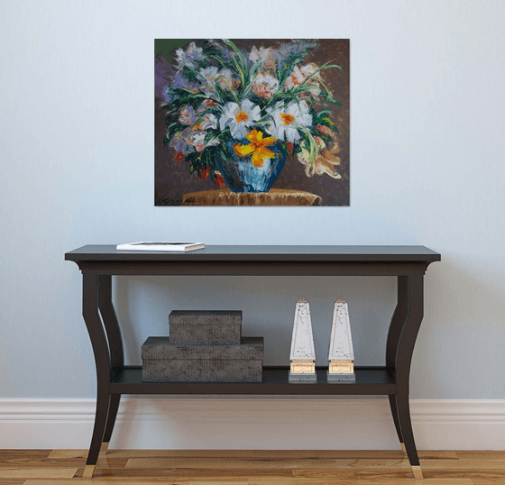 Lilies 60x70cm, oil painting, ready to hang