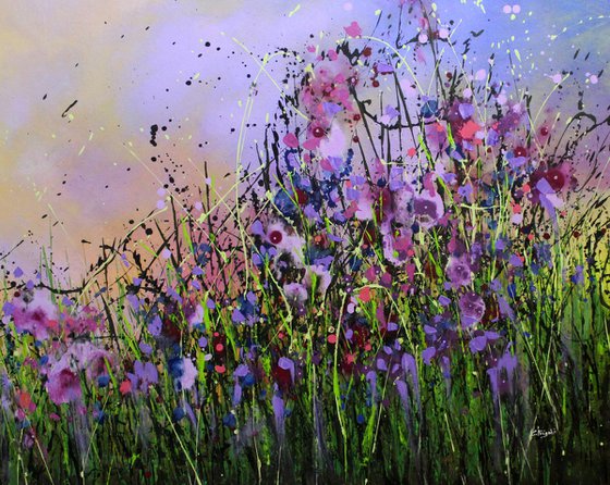 Finding Peace #3 - Super sized original abstract floral painting