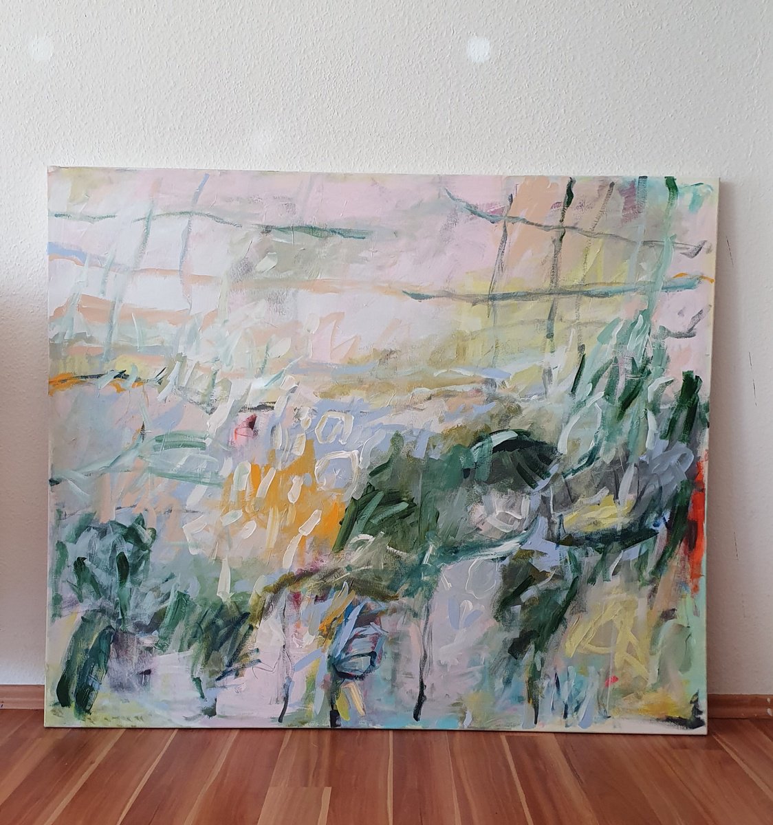 Organic Abstract Acrylic Painting By Jutta Widrinsky, 47 X 39", Shortcut To The Good Life, Original Artwork