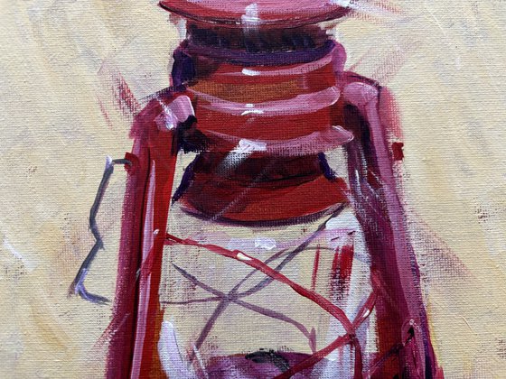 The Red Oil Lamp Still Life
