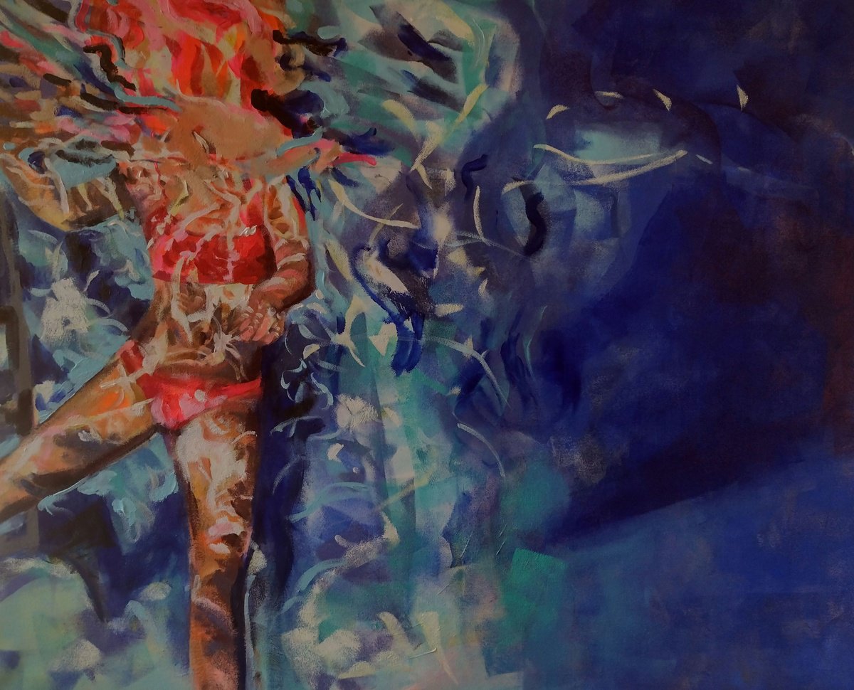 Expressive Portrait Acrylic Painting By Marina Del Pozo, 39 X 32", Girl, Original Artwork