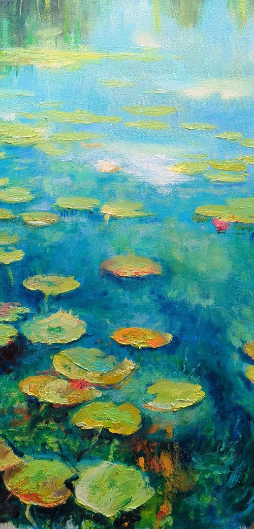 Water lilies on the river by Helen Shukina