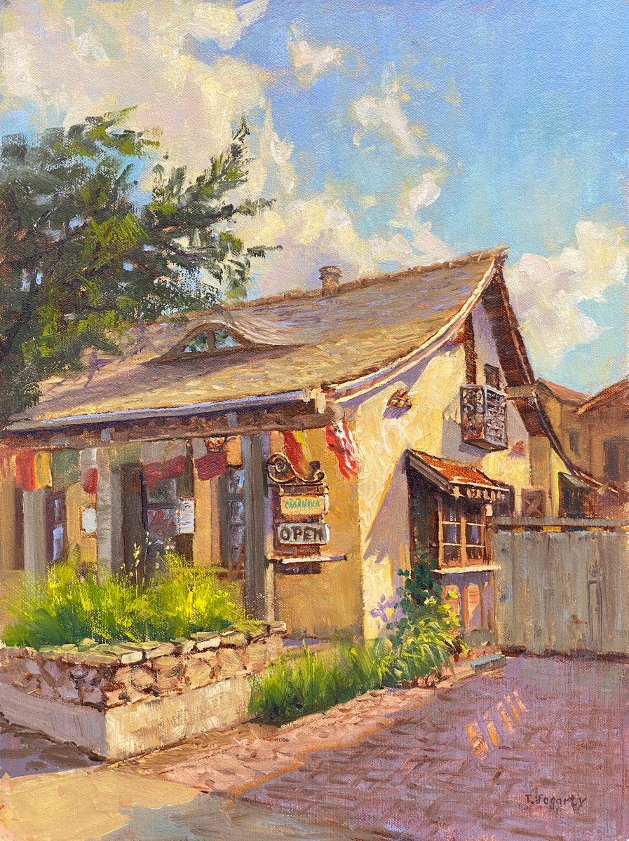 Impressionistic Cityscapes Oil Painting By Tatyana Fogarty, 12 X 16", Casanova Restaurant Carmel-By-The-Sea, Original Artwork