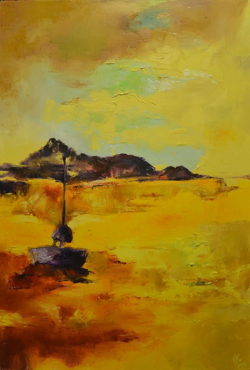 Expressive Landscape Oil Painting By Zhanna Kondratenko, 31 X 47", Sail, Original Artwork