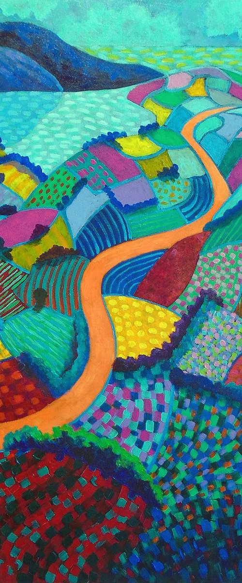WINDING ROAD THROUGH VALLEY OF SUMMER FIELDS - RESERVED by Stephen Conroy