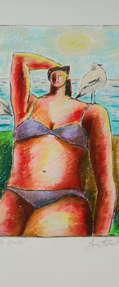 Bather With Gulls by Lorie Schackmann